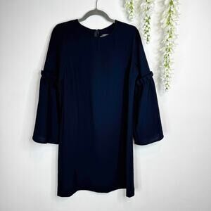 COTELAC Flared Sleeve Shift Dress minimalist midnight navy black 3258
